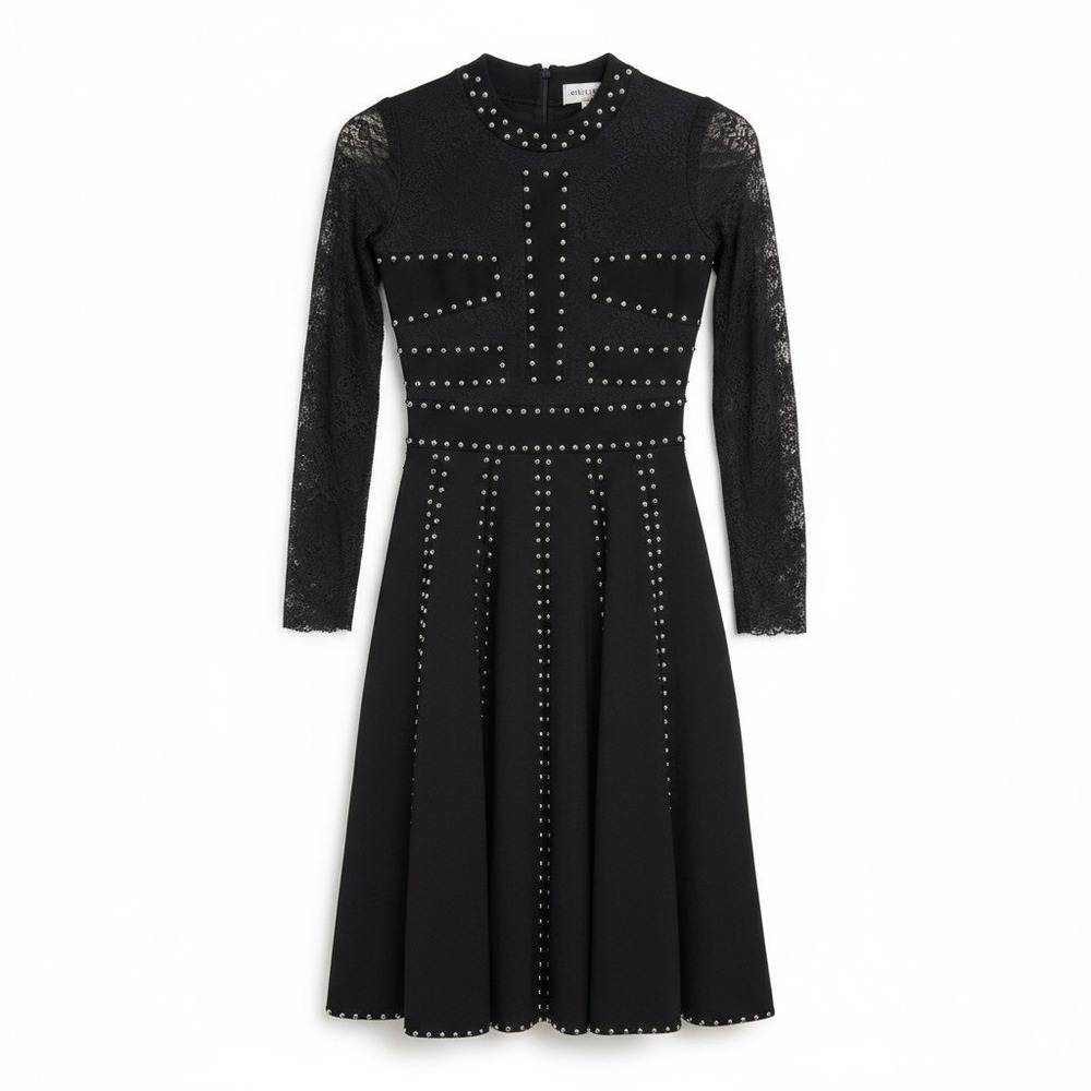 Vampirecore Lace Fit Flare Dress Gothic Glam Dark Coquette‎ Noir